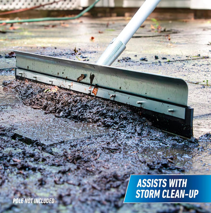 Unger Professional AquaDozer MAX 24” Smooth Surface Straight Floor Squeegee, Flood Cleanup Scrubber for Floors and Asphalt, Cleaning Tool to Easily Move Water and Debris