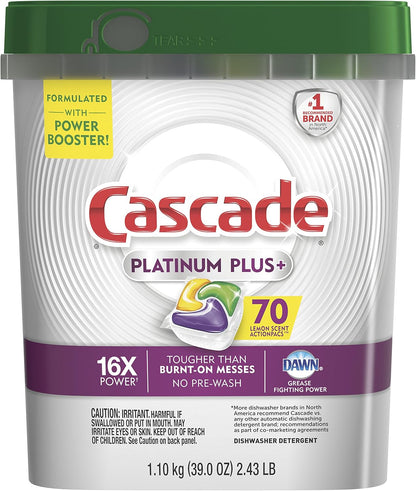 Cascade Platinum Plus ActionPacs Dishwasher Detergent Pods, Dishwasher Soap, Mountain, 52 Count