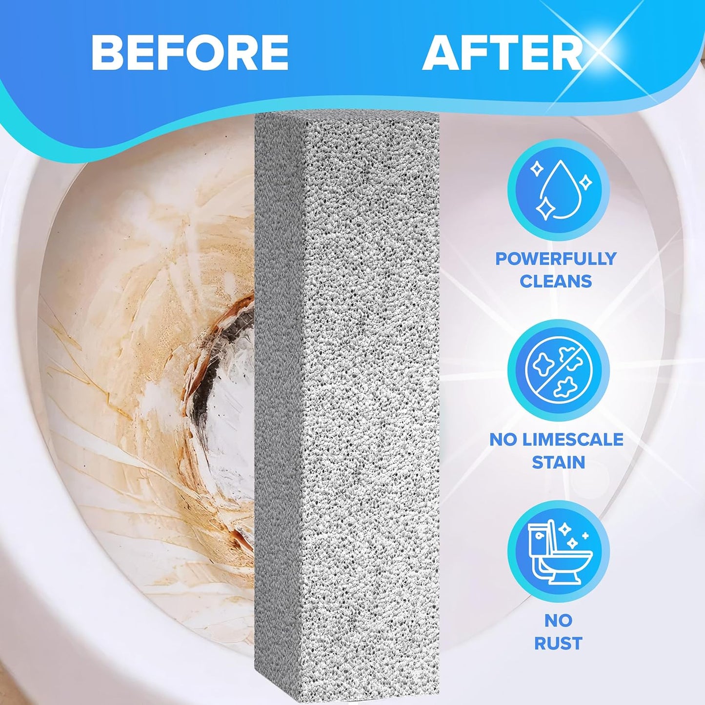 DISIWENE Pumice Cleaning Stone with Handle Toilet Bowl Cleaner Hard Water Ring Remover for Bath/Pool/Kitchen/Household Cleaning (2, 2 Pack with Handle)