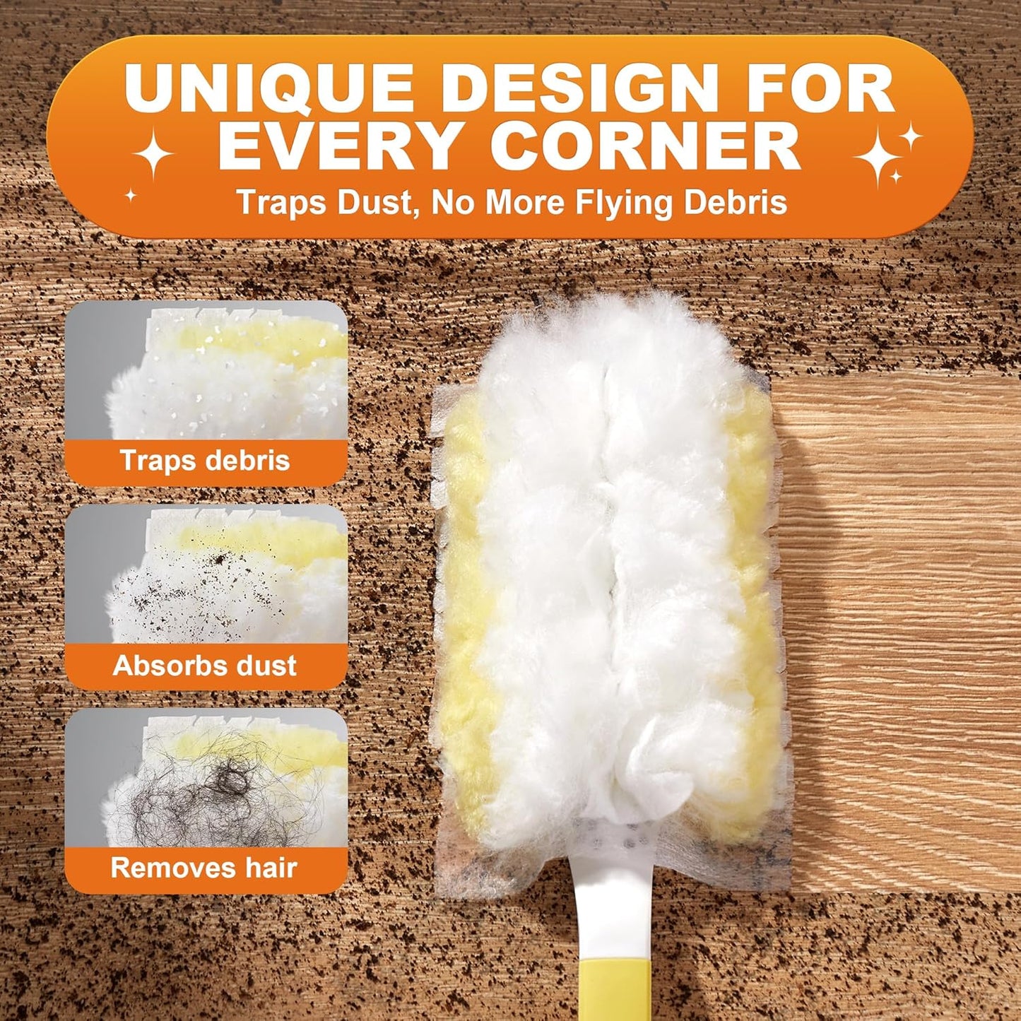 JOYMOOP Scented Telescopic Duster kit, 3FT Extendable Handle (Yellow) + 24 Yellow Refills for Swiffer Feather Duster,Easy Cleaning for Ceilings, Ceiling Fans, Blinds, Vents & Shelves