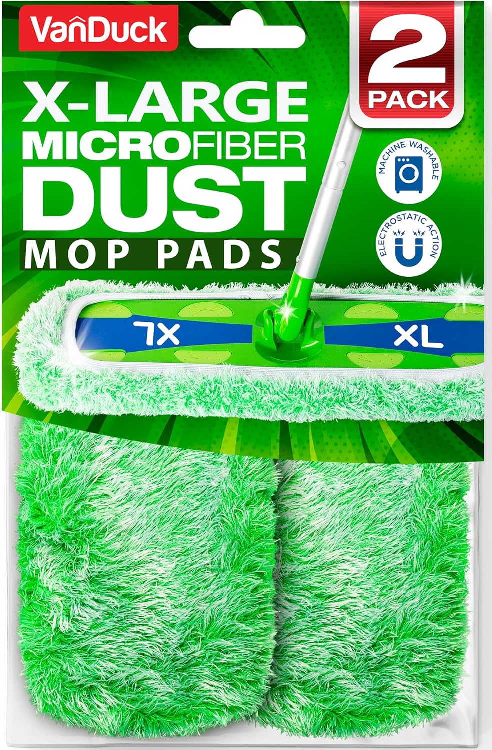 VanDuck XL Cotton Mop Pads Compatible with Swiffer XL (2 Pack) - Extra Large Wet and Dry Pads Refills - Cotton Covers Reusable Mop Heads (Handle is Not Included)