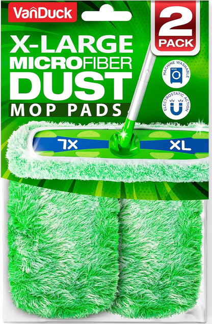 VanDuck XL Cotton Mop Pads Compatible with Swiffer XL (2 Pack) - Extra Large Wet and Dry Pads Refills - Cotton Covers Reusable Mop Heads (Handle is Not Included)