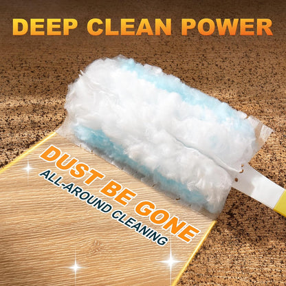 JOYMOOP Scented Telescopic Duster kit, 3FT Extendable Handle (Yellow) + 24 Yellow Refills for Swiffer Feather Duster,Easy Cleaning for Ceilings, Ceiling Fans, Blinds, Vents & Shelves