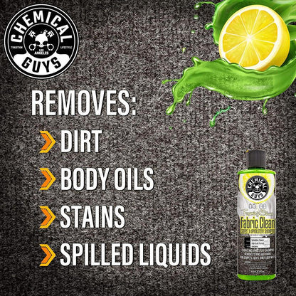 Chemical Guys Foaming Citrus Fabric Clean Drill Brush Kit - High Foaming Stain and Odor Remover, Upholstery, Floor Mat & Car Carpet Cleaner, Deep Cleans & Deodorizes, Citrus Scent - 16 fl oz