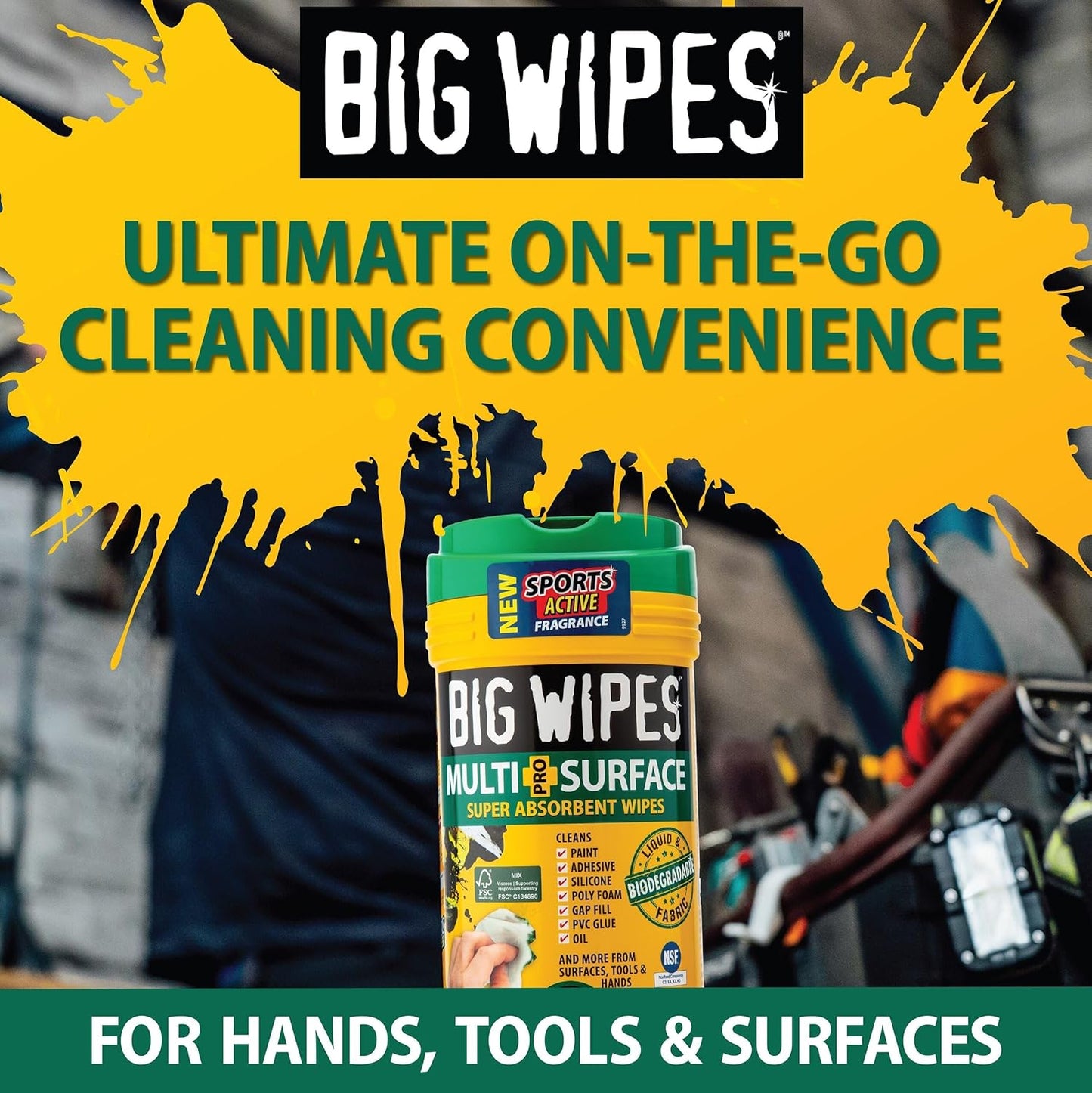 BIG WIPES Heavy Duty Industrial Hand Cleaning Wipes, Textured Scrubbing Degreaser Wipes for Mechanics and Tool Cleaner – 80 Count Canister (1 Pack)
