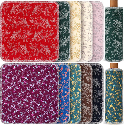 Redbaker 50 Pcs Reusable Paper Towels Paperless Reusable Cotton Cloths Toilet Absorbent Washable Paper Towels with Roll Kitchen Dishcloth for Kitchen Paperless Dishcloths(Stripe)