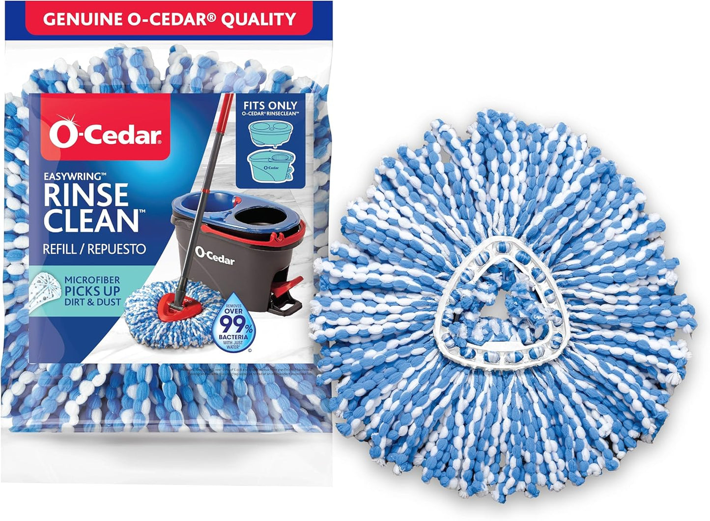 O-Cedar Genuine RinseClean Deep Clean Spin Mop Head Replacement (1-Pack) | 40% More Cleaning Power | Microfiber Refill | Machine Washable | Compatible with O-Cedar EasyWring RinseClean Spin Mop System
