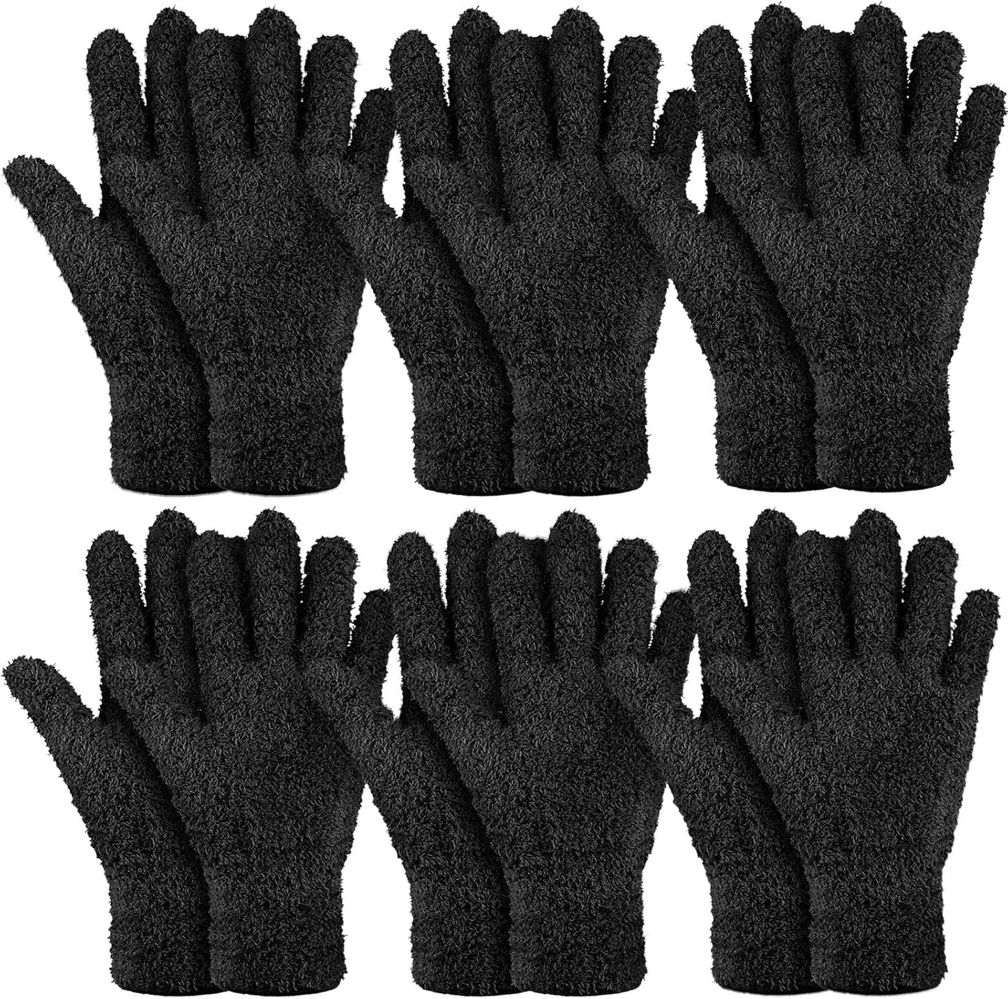 Bencailor 6 Pairs Microfiber Dusting Gloves, Dusting Cleaning Gloves Microfiber Gloves for Plants House Blinds Car Dust Mitt (Fresh Color,Medium)