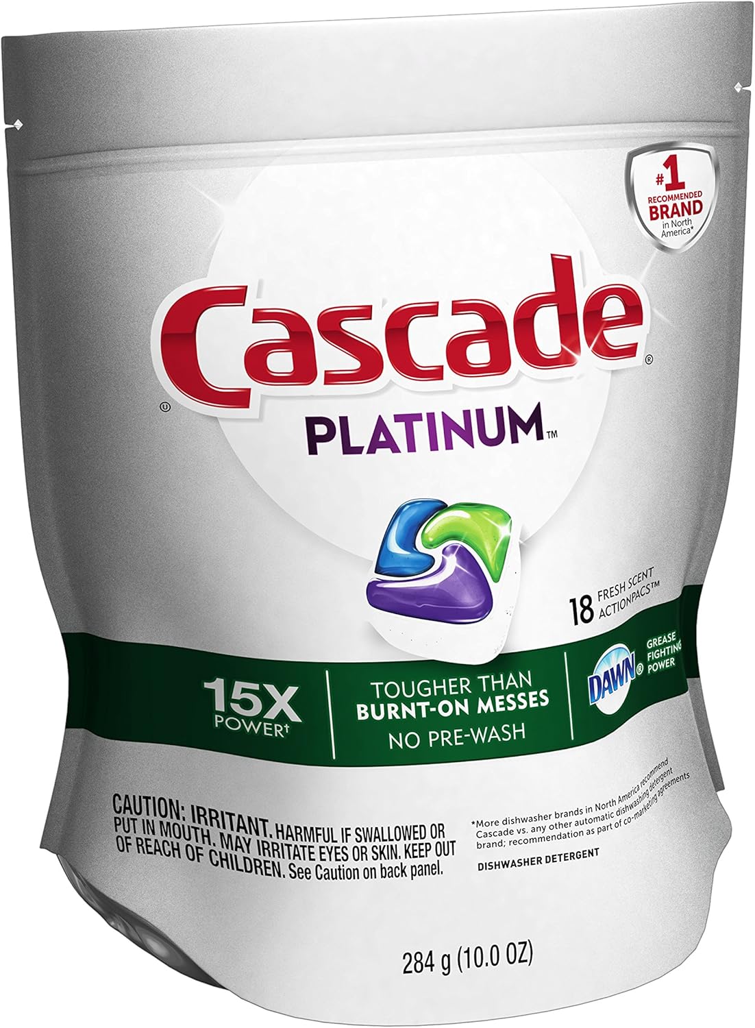 Cascade Platinum Power Boost Dishwasher Pods, Dishwasher Detergent, Dishwasher Soap, Dish Tabs, Dishwashing Tablets, Dish Detergent, Lemon, Actionpacs, 37 Count