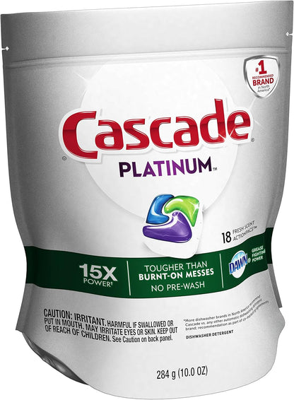 Cascade Platinum Power Boost Dishwasher Pods, Dishwasher Detergent, Dishwasher Soap, Dish Tabs, Dishwashing Tablets, Dish Detergent, Lemon, Actionpacs, 37 Count