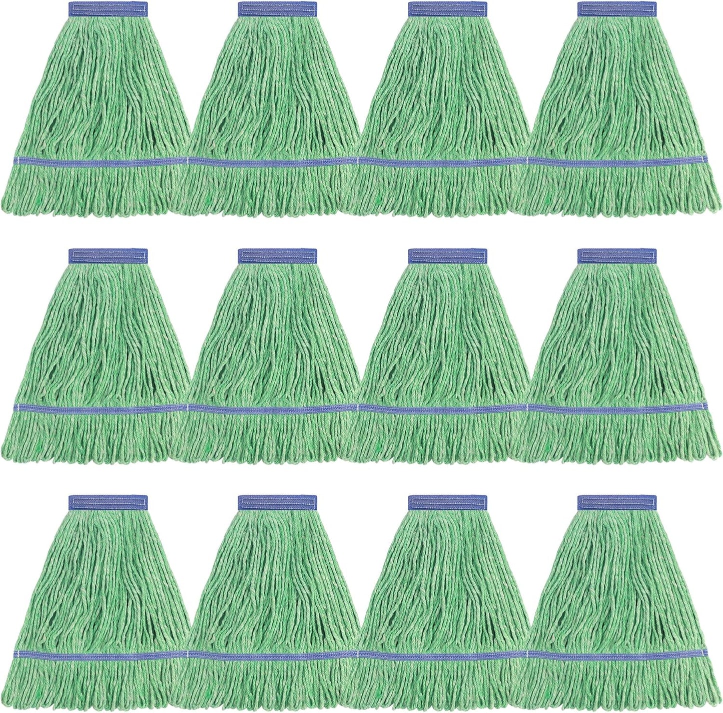 Matthew Cleaning Heavy Duty Mop Head Commercial Replacement for General and Floor Cleaning , Wet Industrial Blue Cotton Looped End String Head Refill (Pack of 6) Blue