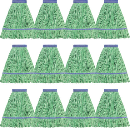 Matthew Cleaning Heavy Duty Mop Head Commercial Replacement for General and Floor Cleaning , Wet Industrial Blue Cotton Looped End String Head Refill (Pack of 6) Blue