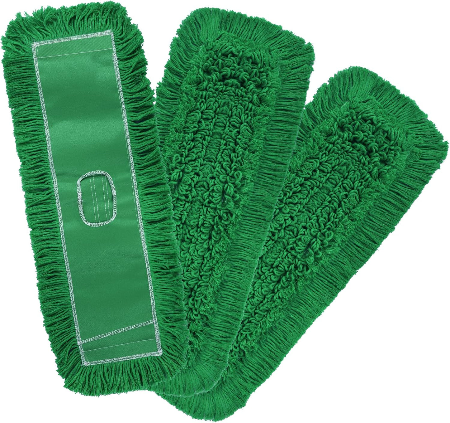 Matthew Cleaning 24'' Industrial Strength Cotton Dust Mop Refill Washable Replacement Heads for Residential & Commercial Use Fit Standard Dust Mop Frames, Hardwood, Laminate, Concrete Floors 3 Pack