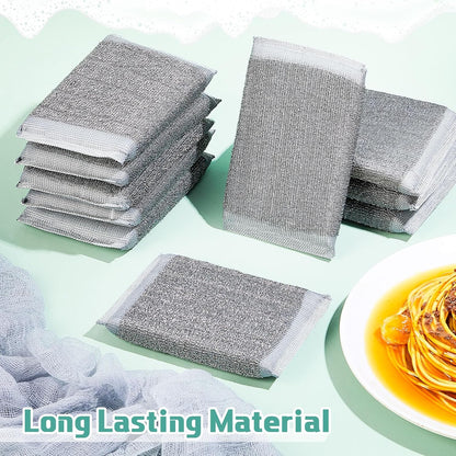 Thyle 36 Pack Steel Scrub Sponges for Dishes Non Scratch Scouring Multi Use Metal Scrubber Heavy Duty Dish Wash Kitchen Sponge for Pot Dish Washing Hard Surface Cleaning (Gray)