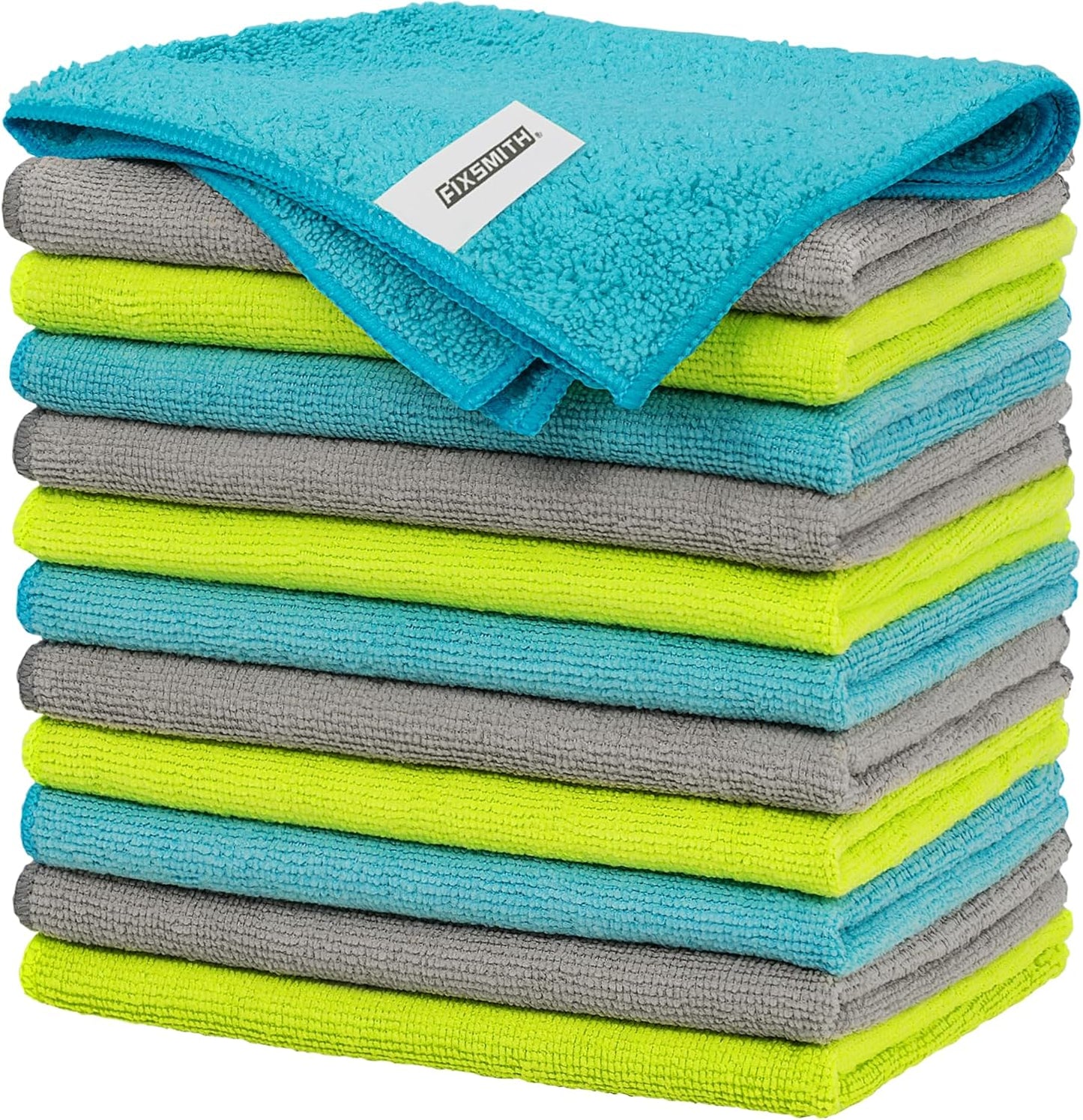 FIXSMITH Microfiber Cleaning Cloth - Pack of 8, Size: 12 x 16 in, Multi-Functional Cleaning Towels, Highly Absorbent Cleaning Rags, Lint-Free, Streak-Free Cleaning Cloths for Car Kitchen Home
