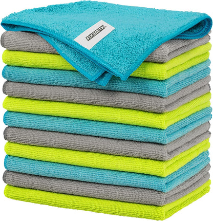 FIXSMITH Microfiber Cleaning Cloth - Pack of 8, Size: 12 x 16 in, Multi-Functional Cleaning Towels, Highly Absorbent Cleaning Rags, Lint-Free, Streak-Free Cleaning Cloths for Car Kitchen Home