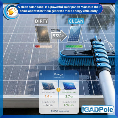 IGADPole 24 FT Water-Fed Washing Kit with Soap-Dispenser, Brush, 10″ Squeegee & Cobweb Duster for Windows, Gutters, Solar Panels & Exterior Walls