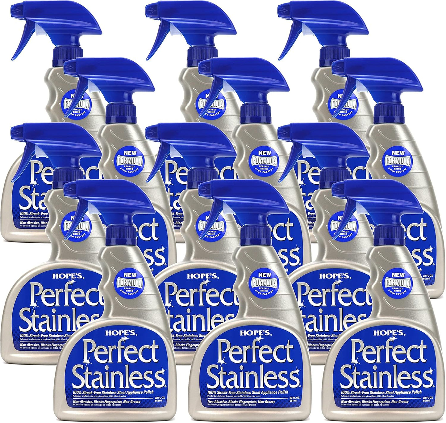 HOPE'S Perfect Stainless Steel Cleaner 22-Ounce, Streak-Free Self- Polishing Formula, Blocks Fingerprints, Pack of 2, 44 Fl Oz