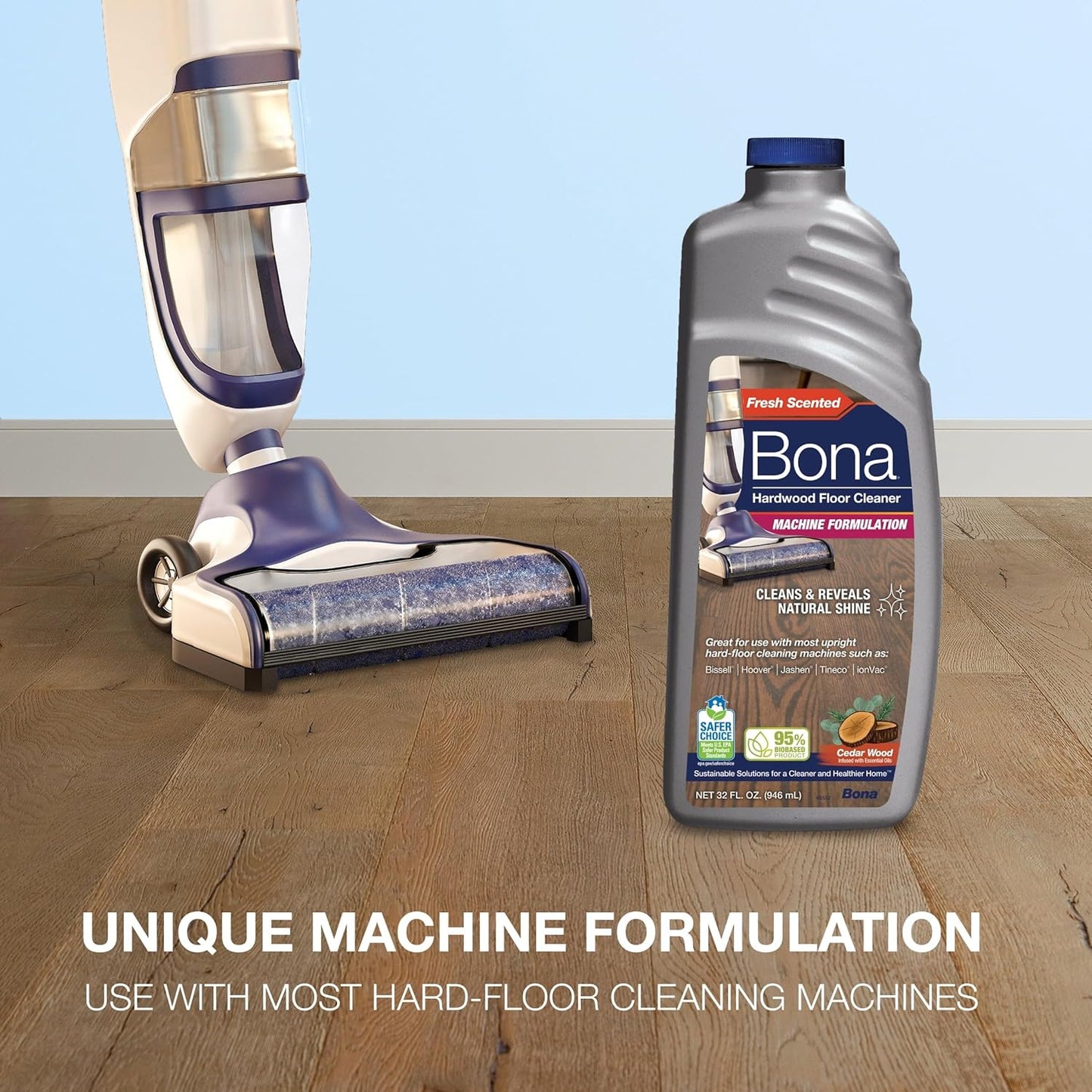 Bona® Hardwood Floor Cleaner - Hard-Floor Cleaning Machine Formulation - 32 fl oz - Cedar Wood
