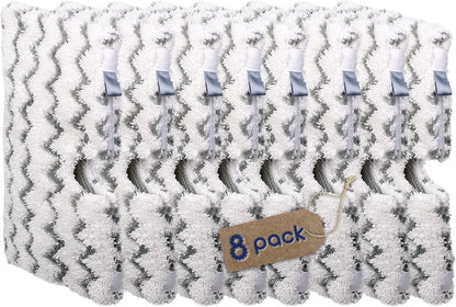 F Flammi 8-Pack Replacement Pads Compatible with Shark Steam Pocket Mop S3501 S3601 S3901 S3550 S3801 SE450, Double-Sided Microfiber Refills for Hardwood Tile Floor, Professional Scrubbing Strips