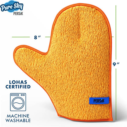 persik Pure-Sky Microfiber Glove Dusting Mitt - Ultra Microfiber Cleaning Cloth Glove - JUST ADD Water No Detergents Needed - Use for Cleaning Furniture, Home