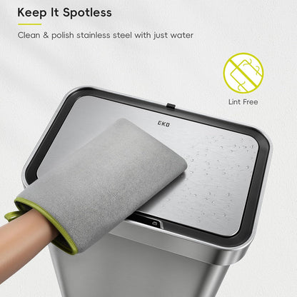 EKO Microfiber Cleaning Mitt for Stainless Steel – Lint-Free Reusable Polishing Cloth & Cleaning Glove, Machine Washable Streak-Free Cloth for Kitchen Appliances, Trash Can, Faucet, Mirror & Car