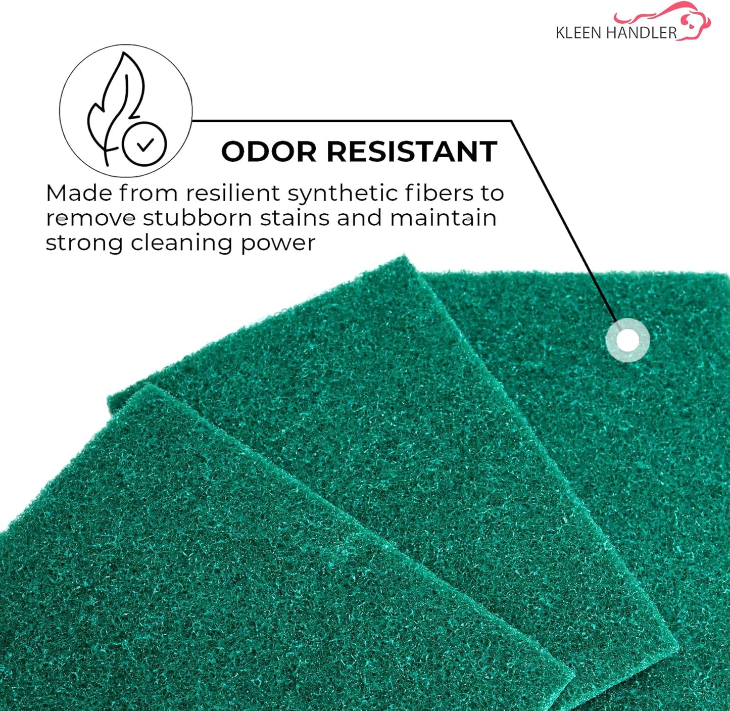 Kleen Handler Green Medium Duty Cleaning Pads - Medium Duty Kitchen Scrub Sponges, Scouring Pads for Washing Dishes, Bathroom, Restaurant Cleaning Sponge, Household General Cleaning (Pack of 40)