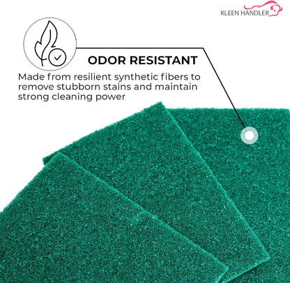 Kleen Handler Green Medium Duty Cleaning Pads - Medium Duty Kitchen Scrub Sponges, Scouring Pads for Washing Dishes, Bathroom, Restaurant Cleaning Sponge, Household General Cleaning (Pack of 40)