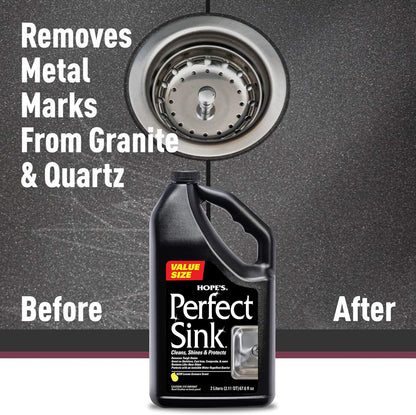 HOPE'S Perfect Sink Cleaner and Polish, Restorative, Removes Stains, Cast Iron, Corian, Composite, Acrylic, 8.5 Fl Oz