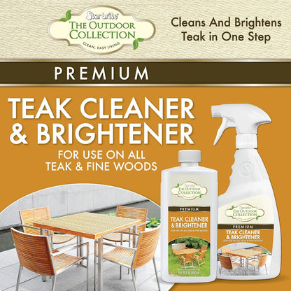 STAR BRITE Outdoor Collection Teak Cleaner & Brightener - One-Step Teak Restoration, Renew Weathered, Gray Teak for Refinishing or Oiling - 32 OZ Spray