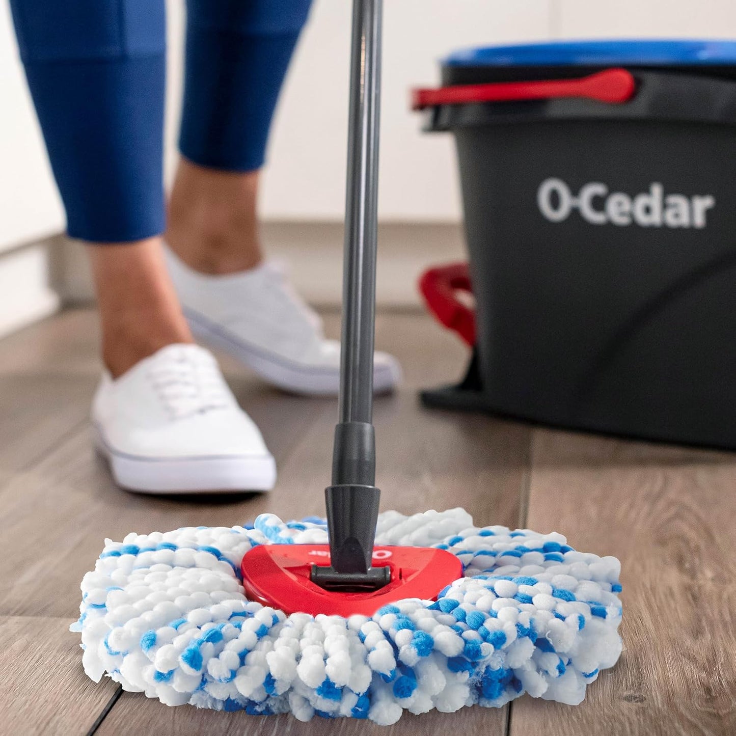 O-Cedar RinseClean Spin Mop & Bucket System | Microfiber Floor Cleaning System | Includes 3 Mop Heads (1 Standard+ 2 Deep Clean Refills) | Machine Washable & Reusable