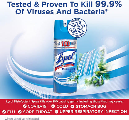Lysol Disinfectant Spray, Household Essential Cleaning Supplies, Multi-Purpose Room Spray, Antibacterial Sanitizer Spray, Upholstery Deodorizer, Home and Bathroom, Crisp Linen,19 Fl Oz (Pack of 12)