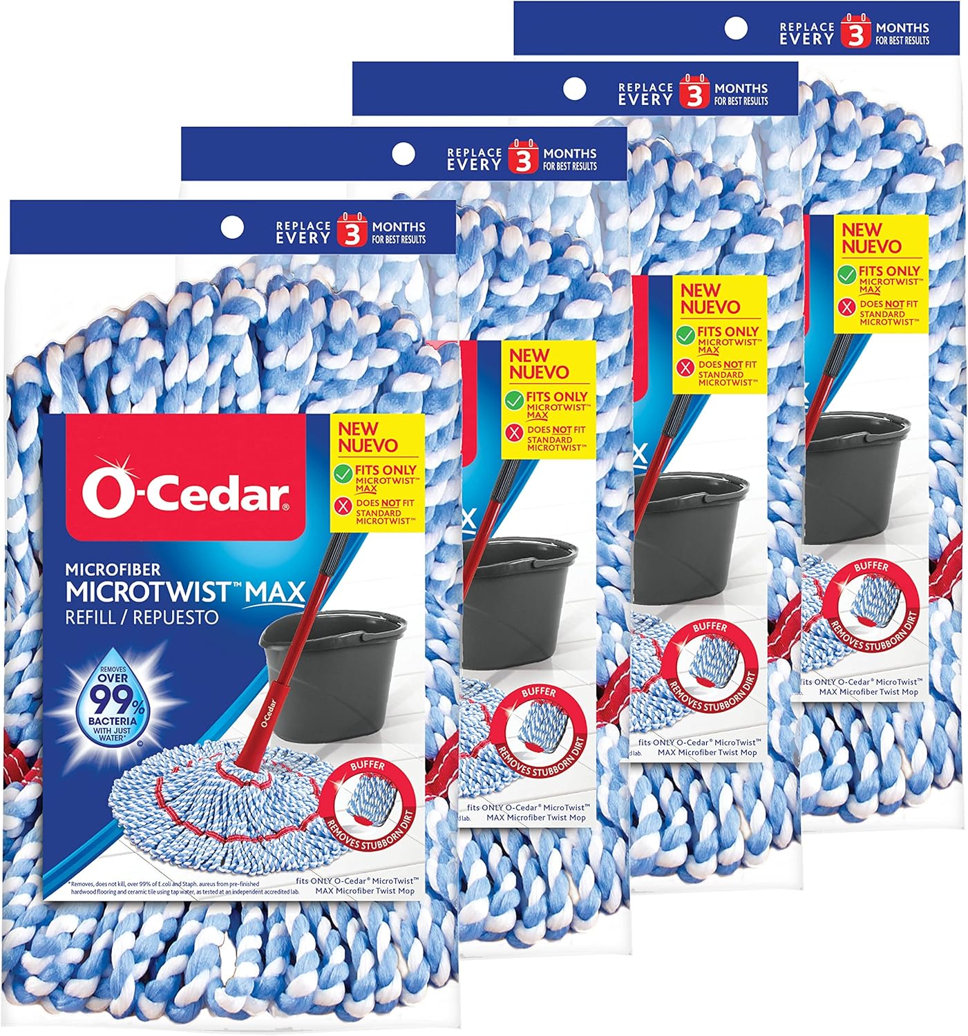 O-Cedar Genuine MicroTwist MAX Twist Mop Head Replacement | Machine Washable | Reusable | Microfiber Refill | Removes 99% of Bacteria