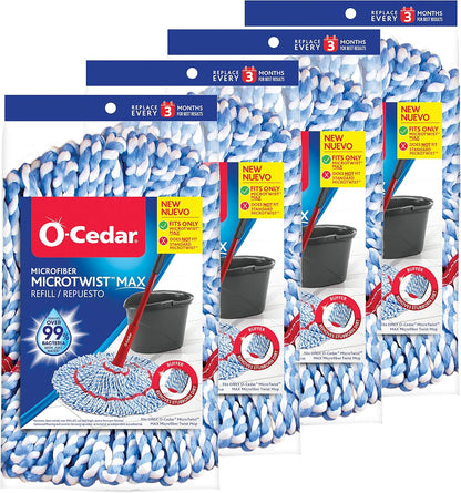 O-Cedar Genuine MicroTwist MAX Twist Mop Head Replacement | Machine Washable | Reusable | Microfiber Refill | Removes 99% of Bacteria
