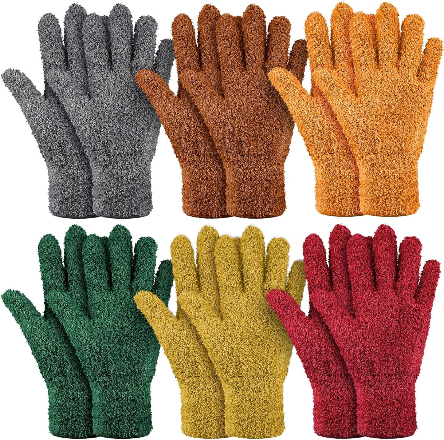 Bencailor 6 Pairs Microfiber Dusting Gloves, Dusting Cleaning Gloves Microfiber Gloves for Plants House Blinds Car Dust Mitt (Fresh Color,Medium)