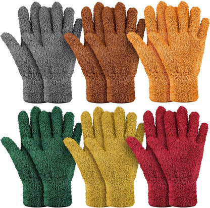 Bencailor 6 Pairs Microfiber Dusting Gloves, Dusting Cleaning Gloves Microfiber Gloves for Plants House Blinds Car Dust Mitt (Fresh Color,Medium)