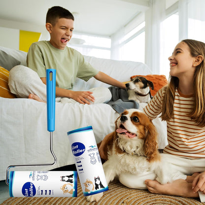 Large Lint Rollers for Carpet, 9.45'' Sticky Rollers for Floor with 360 Sheets, Extendable Long Handle Sticky Mop for Cleaning Couch, Curtains, Cars, Clothing, and Pet Hair