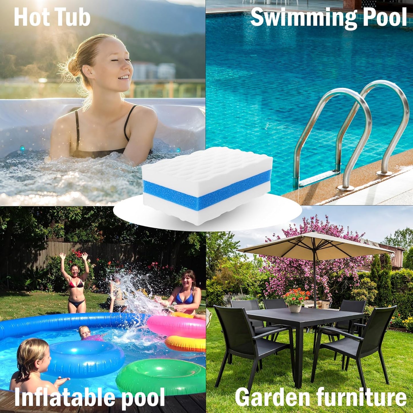 Hot Tub Cleaner Sponges – 5-Pack Spa Cleaning Accessories for Hot Tubs, Swimming Pools, Ice Baths & Paddling Pools – Durable, Reusable Pool Cleaning Sponges - Pool Dirt & Grime Remover