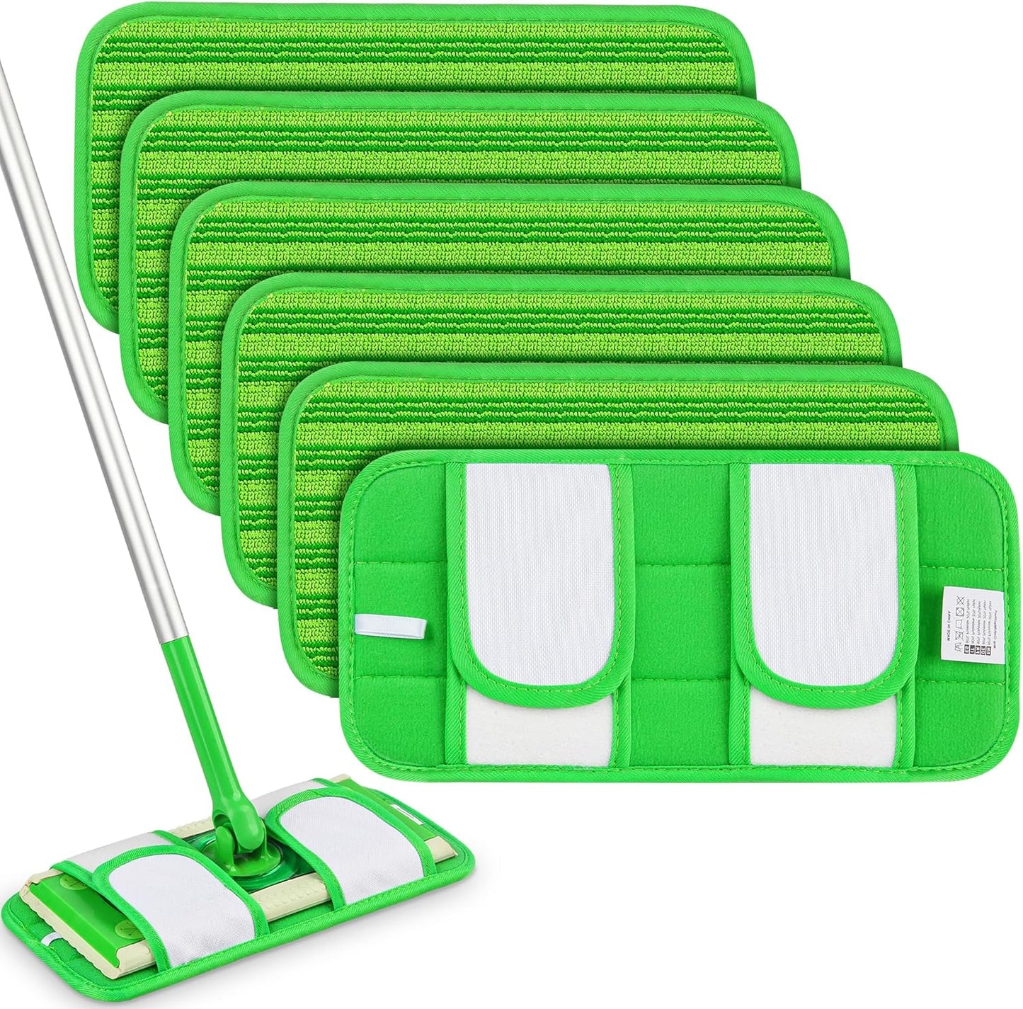 Reusable Mop Pads Compatible with Swiffer Sweeper Mops: Papclean Microfiber Wet Pads Refill Dry Sweeping Cloths Washable Dust Floor Cleaner for Wood Floor Cleaning - 3 Pcs Green