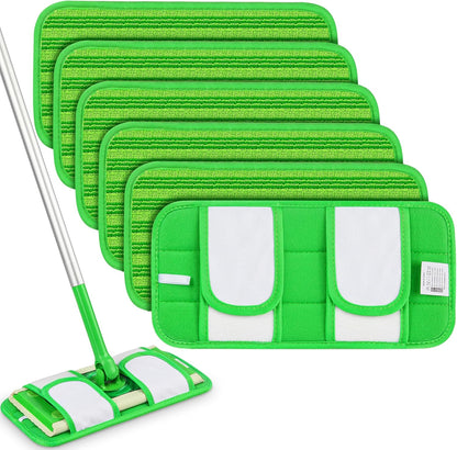 Reusable Mop Pads Compatible with Swiffer Sweeper Mops: Papclean Microfiber Wet Pads Refill Dry Sweeping Cloths Washable Dust Floor Cleaner for Wood Floor Cleaning - 3 Pcs Green