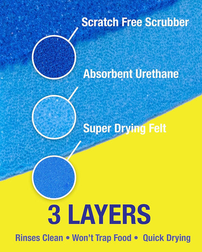 Non-Scratch Odor Resistant Scrub Sponge, Multi-Purpose Sponge for Kitchen and Household, Safe for Non-Stick Cookware (6 sponges)