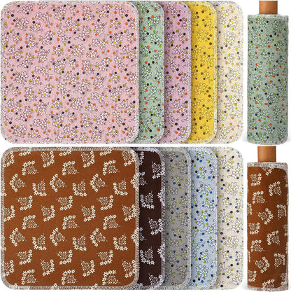 Redbaker 50 Pcs Reusable Paper Towels Paperless Reusable Cotton Cloths Toilet Absorbent Washable Paper Towels with Roll Kitchen Dishcloth for Kitchen Paperless Dishcloths(Stripe)