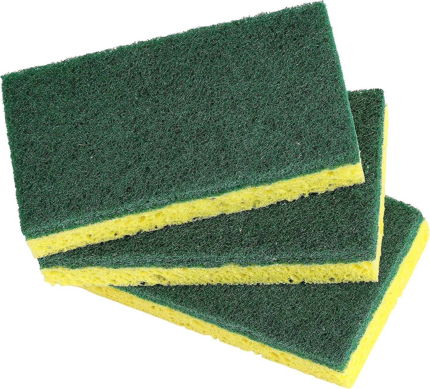 Non-Scratch Cellulose Sponge Kitchen Scrub Sponge with Scouring Pad Set, Good for Non-Stick Cookware Frying Pan, Pot, Counter Top, Sink Scrubbing, Kitchen Scrubbers, Pack of 2, (Red/Pink)