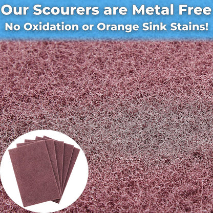 Heavy Duty XL Red Scouring Pads. 6x9 in 5 Pack of Scrubber Tools for Cleaning Stainless Steel Pots, Pans, Grills and Griddles. Extra Large Pad for Outdoor Use on Railings and Tiles.