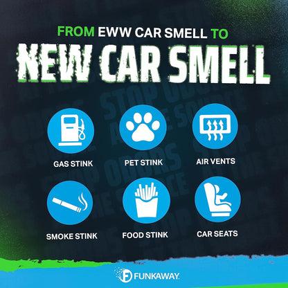 FunkAway Car Deodorizer Spray (8 oz - 3 Pack) Car Air Freshener and Odor Eliminator for SUVs, Trucks, RVs and Boats, Automotive Aerosol that Attacks Funk at the Source
