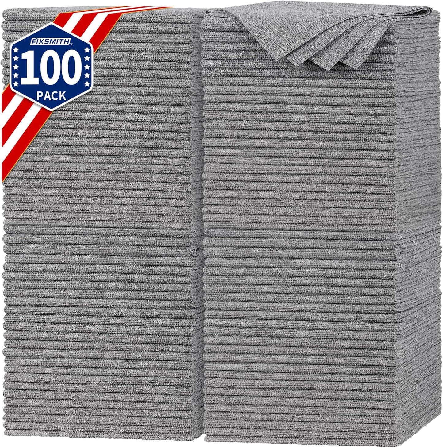 FIXSMITH Microfiber Cleaning Cloth - Pack of 8, Size: 12 x 16 in, Multi-Functional Cleaning Towels, Highly Absorbent Cleaning Rags, Lint-Free, Streak-Free Cleaning Cloths for Car Kitchen Home