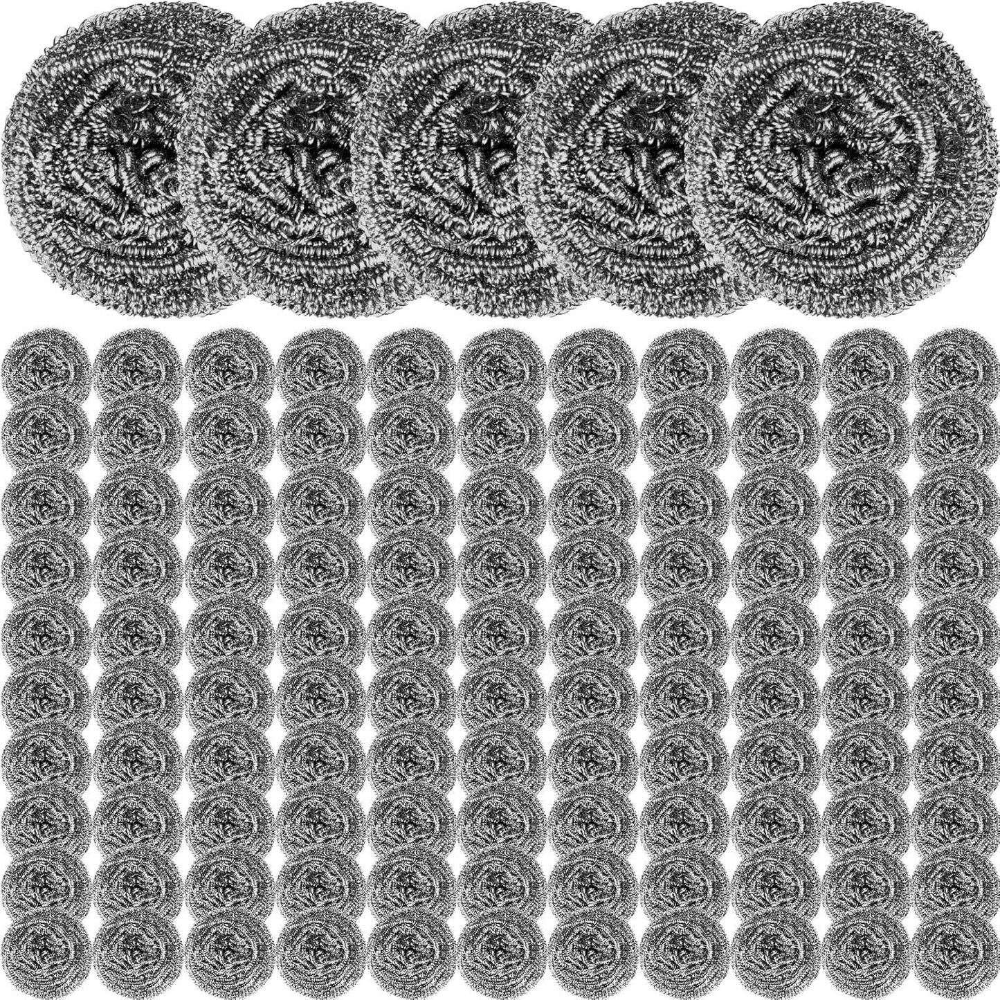 Reallnaive 200 Pcs Stainless Steel Wool Scrubber Bulk Steel Wool Sponges Pack Metal Dishwashing Wire Scouring Pads Heavy Duty Clean Dish Pot Pan and Oven for Cleaning Kitchen Bathrooms and More