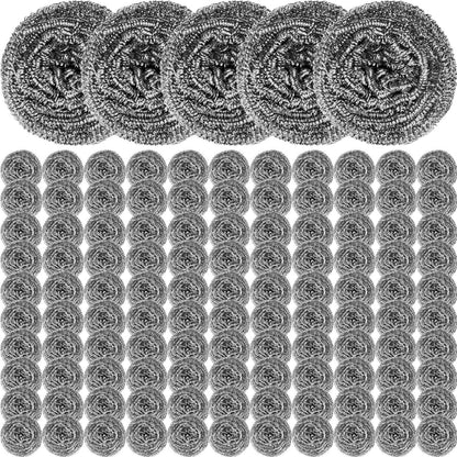 Reallnaive 200 Pcs Stainless Steel Wool Scrubber Bulk Steel Wool Sponges Pack Metal Dishwashing Wire Scouring Pads Heavy Duty Clean Dish Pot Pan and Oven for Cleaning Kitchen Bathrooms and More