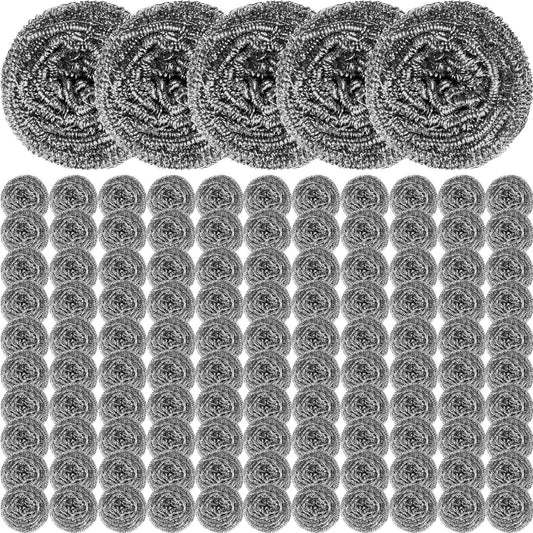 Reallnaive 200 Pcs Stainless Steel Wool Scrubber Bulk Steel Wool Sponges Pack Metal Dishwashing Wire Scouring Pads Heavy Duty Clean Dish Pot Pan and Oven for Cleaning Kitchen Bathrooms and More