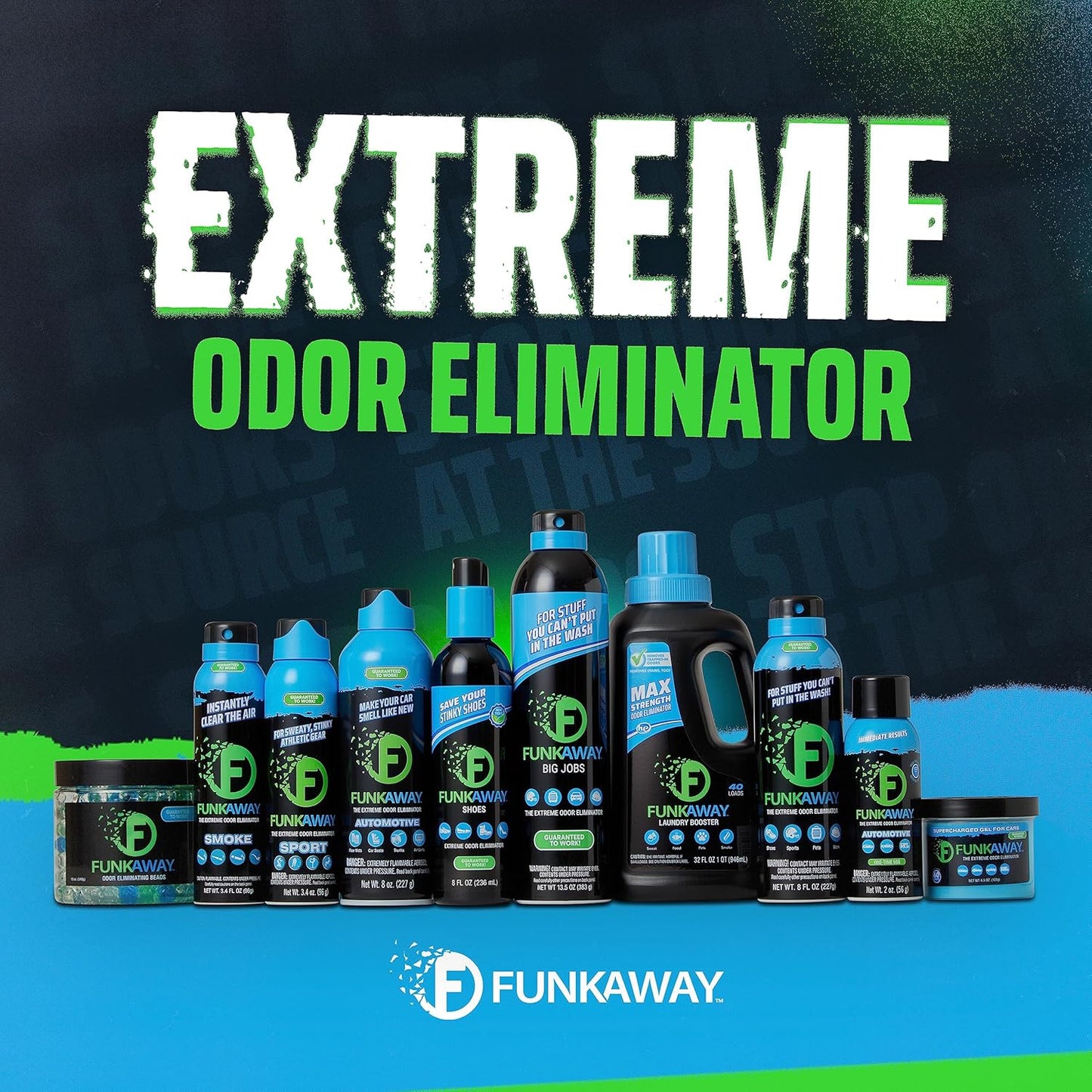 FunkAway Odor Eliminator Spray for Shoes, Clothes and Gear, 3.4 oz., Non-Aerosol; Mini Size for Travel, Ideal for Gym Bag, Purse, Locker or Suitcase